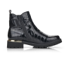 Boots en cuir vernis synthétique noir croco | Grande taille femme | REMONTE