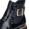 Boots en cuir vernis synthétique noir croco | Grande taille femme | REMONTE
