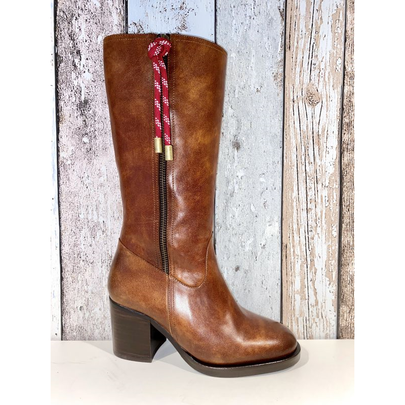 botte cuir lisse cognac| petite taille femme | Ellen Kassel