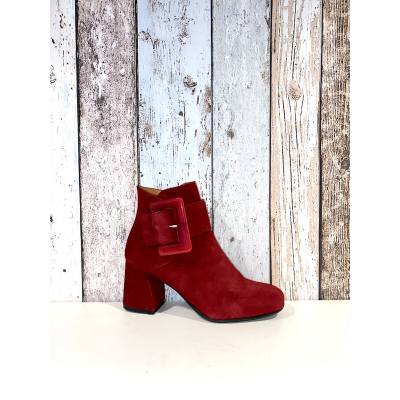 Bottine velours rouge| petite taille femme | Ellen Kassel