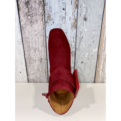 Bottine velours rouge| petite taille femme | Ellen Kassel