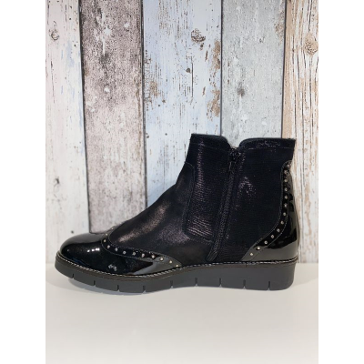 Chaussures boots noir en cuir et vernis |Grande taille femme | Geo Reino