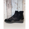 Chaussures boots noir en cuir et vernis |Grande taille femme | Geo Reino
