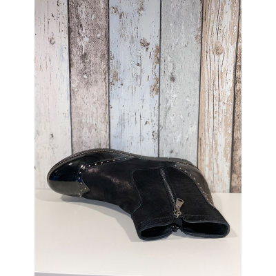 Chaussures boots noir en cuir et vernis |Grande taille femme | Geo Reino