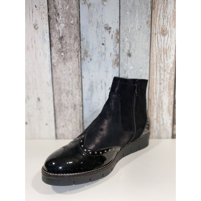 Chaussures boots noir en cuir et vernis |Grande taille femme | Geo Reino