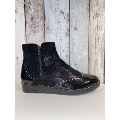 Chaussures boots noir en cuir et vernis |Grande taille femme | Geo Reino