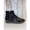 Chaussures boots noir en cuir et vernis |Grande taille femme | Geo Reino
