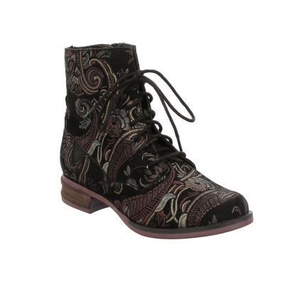 Chaussures boots à lacets noir multi en cuir | Grande taille femme | JOSEF SEIBEL