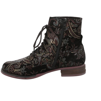 Chaussures boots à lacets noir multi en cuir | Grande taille femme | JOSEF SEIBEL