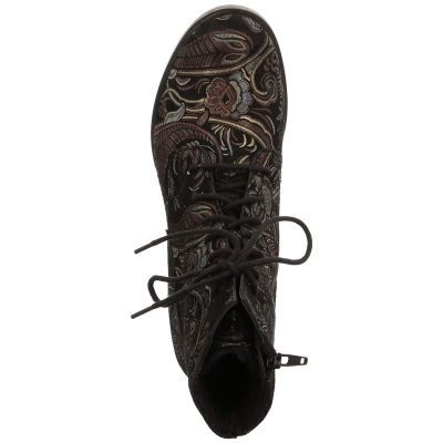 Chaussures boots à lacets noir multi en cuir | Grande taille femme | JOSEF SEIBEL