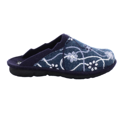 Chausson mule en feutre marine et blanc | Grande taille femme | WESTLAND