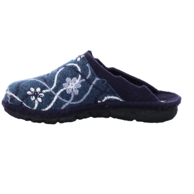 Chausson mule en feutre marine et blanc | Grande taille femme | WESTLAND