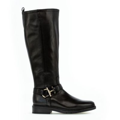 Botte plate noir en cuir | Grande pointure femme | Gabor