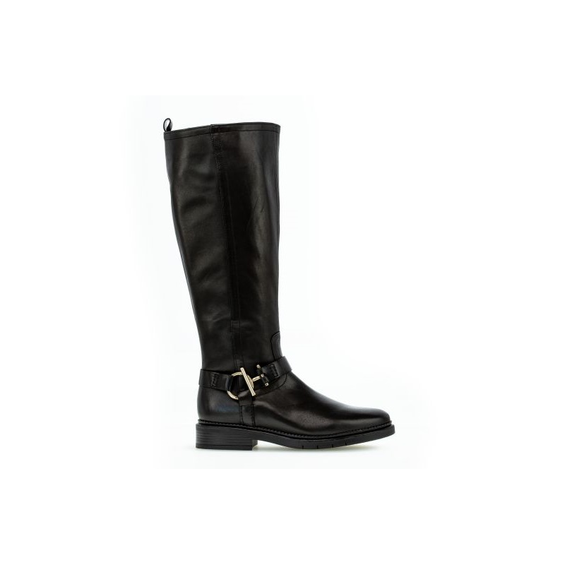 Botte plate noir en cuir | Grande pointure femme | Gabor