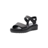 Sandale compensée en cuir noir avec velcros|Grande taille femme|Ara