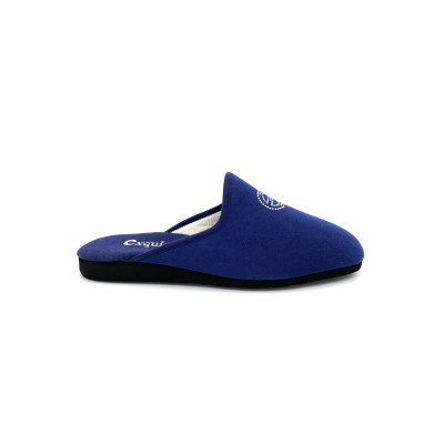 Mule d'intérieur plate en alcantara bleu | Grande pointure femme | Exquise