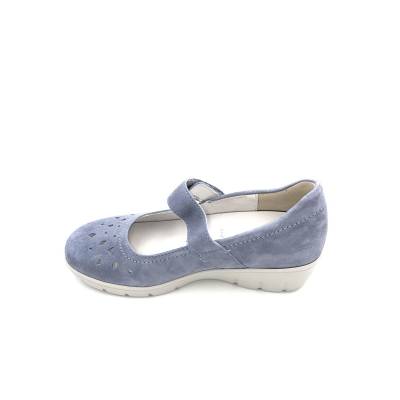 ballerine compensée en nubuck bleu à bride| Petite taille femme | Semler