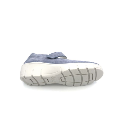 ballerine compensée en nubuck bleu à bride| Petite taille femme | Semler