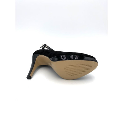 escarpin à bride noir talon haut| petite taille femme | Ellen Kassel