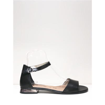 Sandales avec brides en cuir noir femme | La Halle