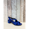 Sandale à talon en cuir bleu électrique | Grande pointure femme | Ellen Kassel