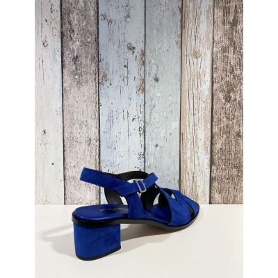 Sandale à talon en cuir bleu électrique | Grande pointure femme | Ellen Kassel