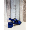Sandale à talon en cuir bleu électrique | Grande pointure femme | Ellen Kassel