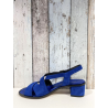 Sandale à talon en cuir bleu électrique | Grande pointure femme | Ellen Kassel