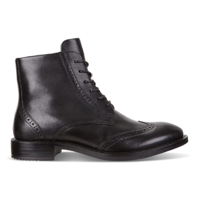 Bottine à lacets habillé en cuir noir bout golf | Petite taille homme |ECCO