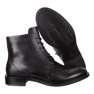 Bottine à lacets habillé en cuir noir bout golf | Petite taille homme |ECCO