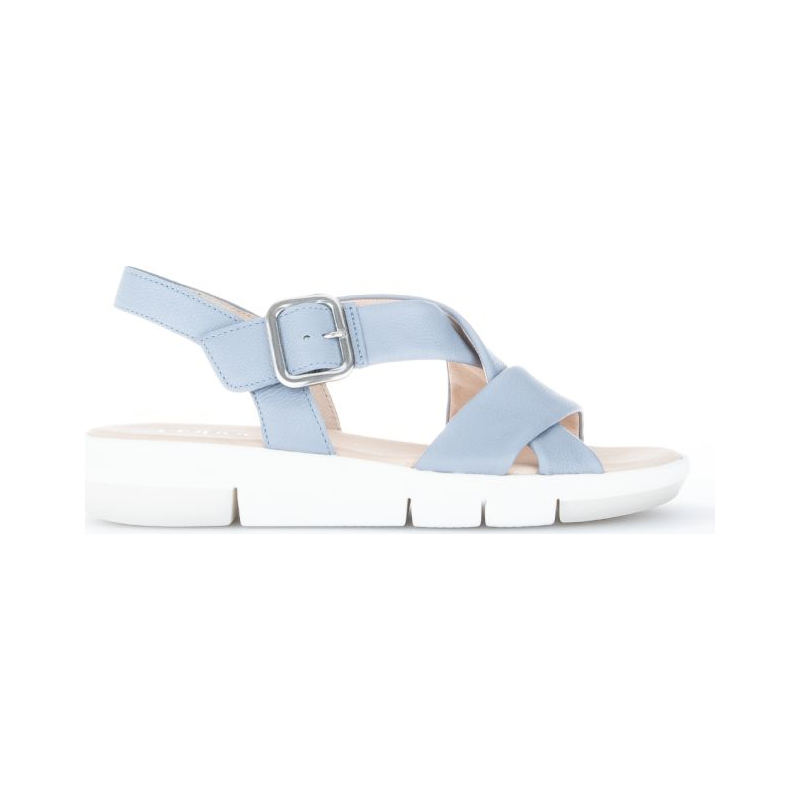 Sandale bleu ciel plate en cuir | Grande pointure femme | Gabor