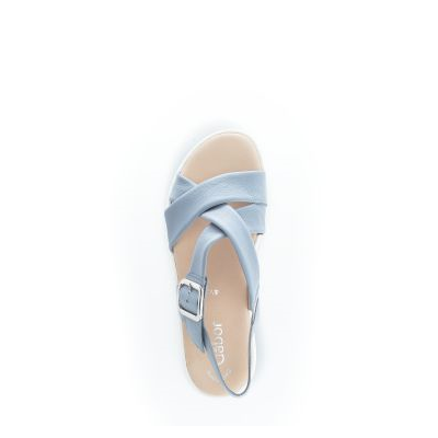 Sandale bleu ciel plate en cuir | Grande pointure femme | Gabor
