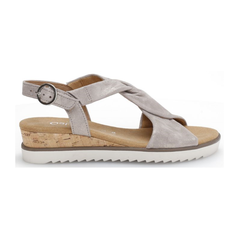 Sandale plateau bride en suédé couleur métal | Grande pointure femme | Gabor