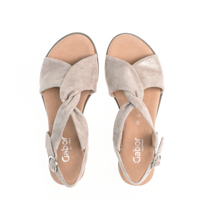 Sandale plateau bride en suédé couleur métal | Grande pointure femme | Gabor