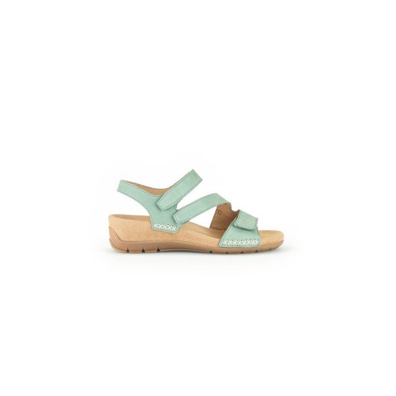 Sandale avec 3 velcros en nubuck tilleul|Grande taille femme|Gabor