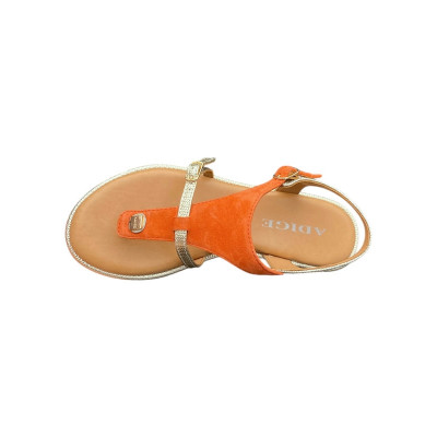 Entre-doigt en cuir orange et or|Petite taille femme|Adige