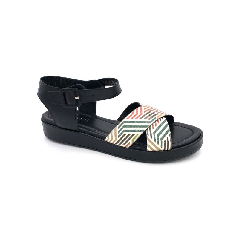 Sandale semelle noir et multicolore| petite taille femme | Ellen Kassel