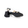 Sandale Salomé en cuir noir zèbré à talon | Petite pointure femme | Ellen Kassel