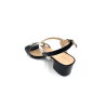 Sandale Salomé en cuir noir zèbré à talon | Petite pointure femme | Ellen Kassel