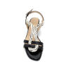 Sandale Salomé en cuir noir zèbré à talon | Petite pointure femme | Ellen Kassel