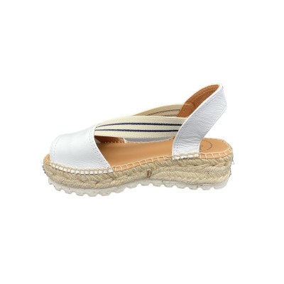 Espadrille ouverte en cuir blanc et élastique | Petite pointure femme | Toni Pons