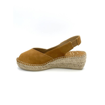 Espadrille en velours cuir marine à talon compensé | Petite taille femme | Toni Pons