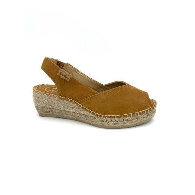 Espadrille en velours cuir marine à talon compensé | Petite taille femme | Toni Pons