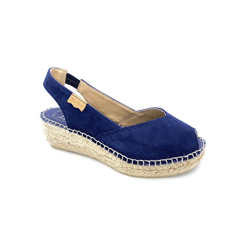 Espadrille en velours cuir marine à talon compensé | Petite taille femme | Toni Pons