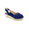 Espadrille en velours cuir marine à talon compensé | Petite taille femme | Toni Pons