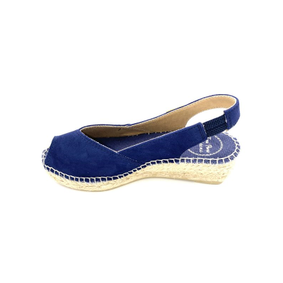 Espadrille en velours cuir marine à talon compensé | Petite taille femme | Toni Pons
