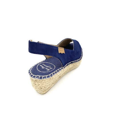 Espadrille en velours cuir marine à talon compensé | Petite taille femme | Toni Pons
