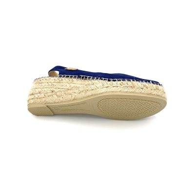 Espadrille en velours cuir marine à talon compensé | Petite taille femme | Toni Pons