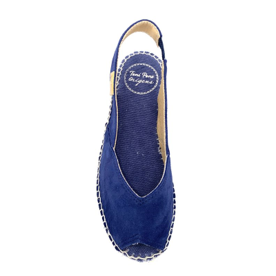 Espadrille en velours cuir marine à talon compensé | Petite taille femme | Toni Pons