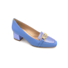Mocassin à talon en cuir bleu petite taille femme Ellen Kassel